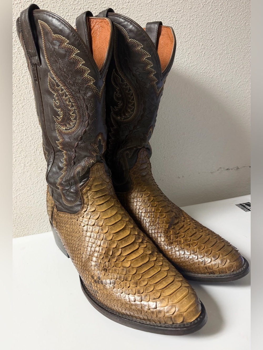 Dan Post Men's Brown Exotic Leather Western Boots Size 11.5